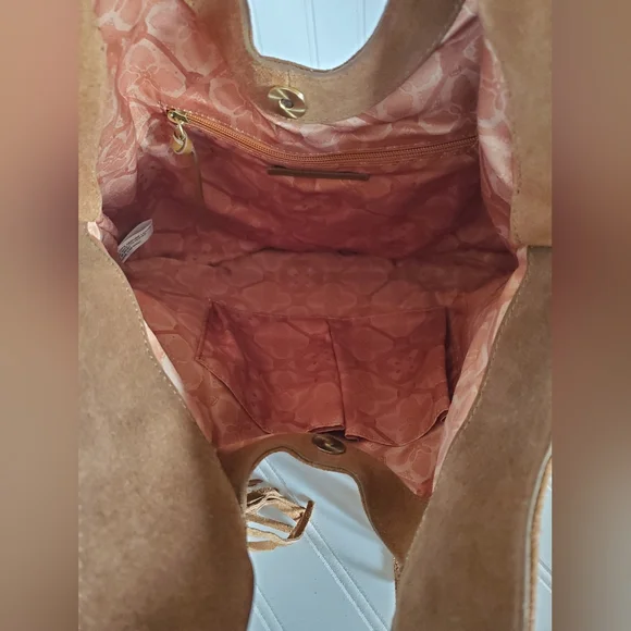 Lucky Brand Nyra Brown Fringe Suede Tote Bag NWT - Picture 3 of 9